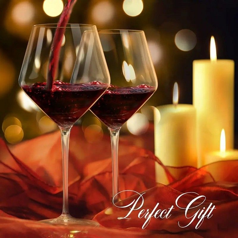 Amazon Hot Sale 100% Lead Free Classical Crystal Hand Blown Long Stem Red Wine Glass