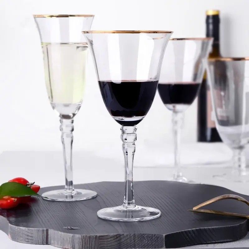 Amazon Hot Sale 100% Lead Free Classical Crystal Hand Blown Long Stem Red Wine Glass
