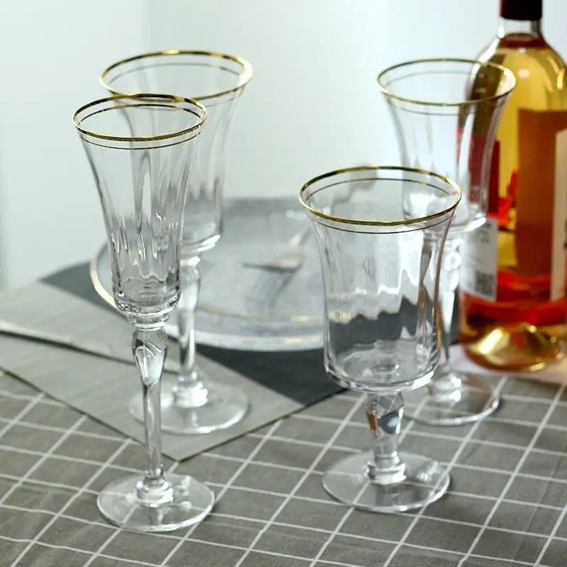 Amazon Hot Sale 100% Lead Free Classical Crystal Hand Blown Long Stem Red Wine Glass