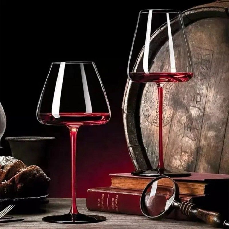 Amazon Hot Sale 100% Lead Free Classical Crystal Hand Blown Long Stem Red Wine Glass
