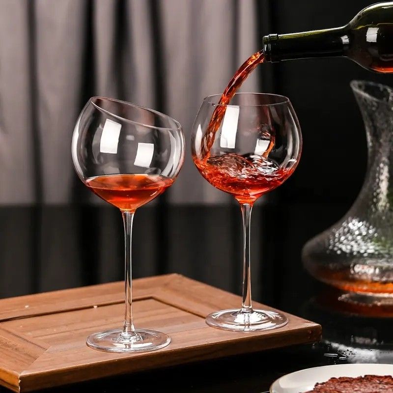 Amazon Hot Sale 100% Lead Free Classical Crystal Hand Blown Long Stem Red Wine Glass