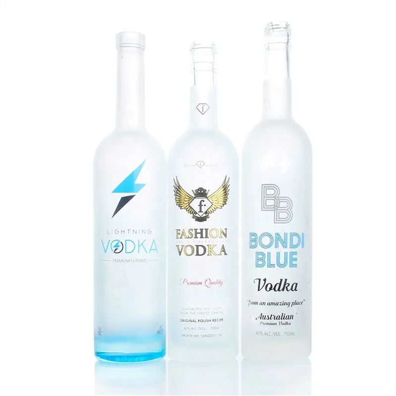 custom empty vodka bottle packaging wine frosted matte color glass bottle