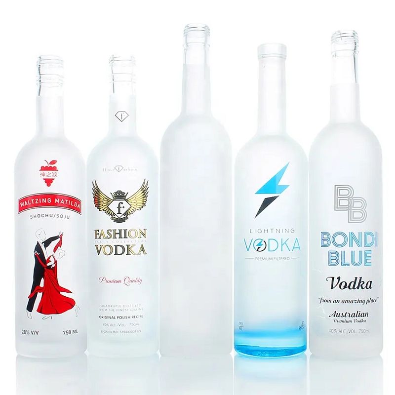 custom empty vodka bottle packaging wine frosted matte color glass bottle