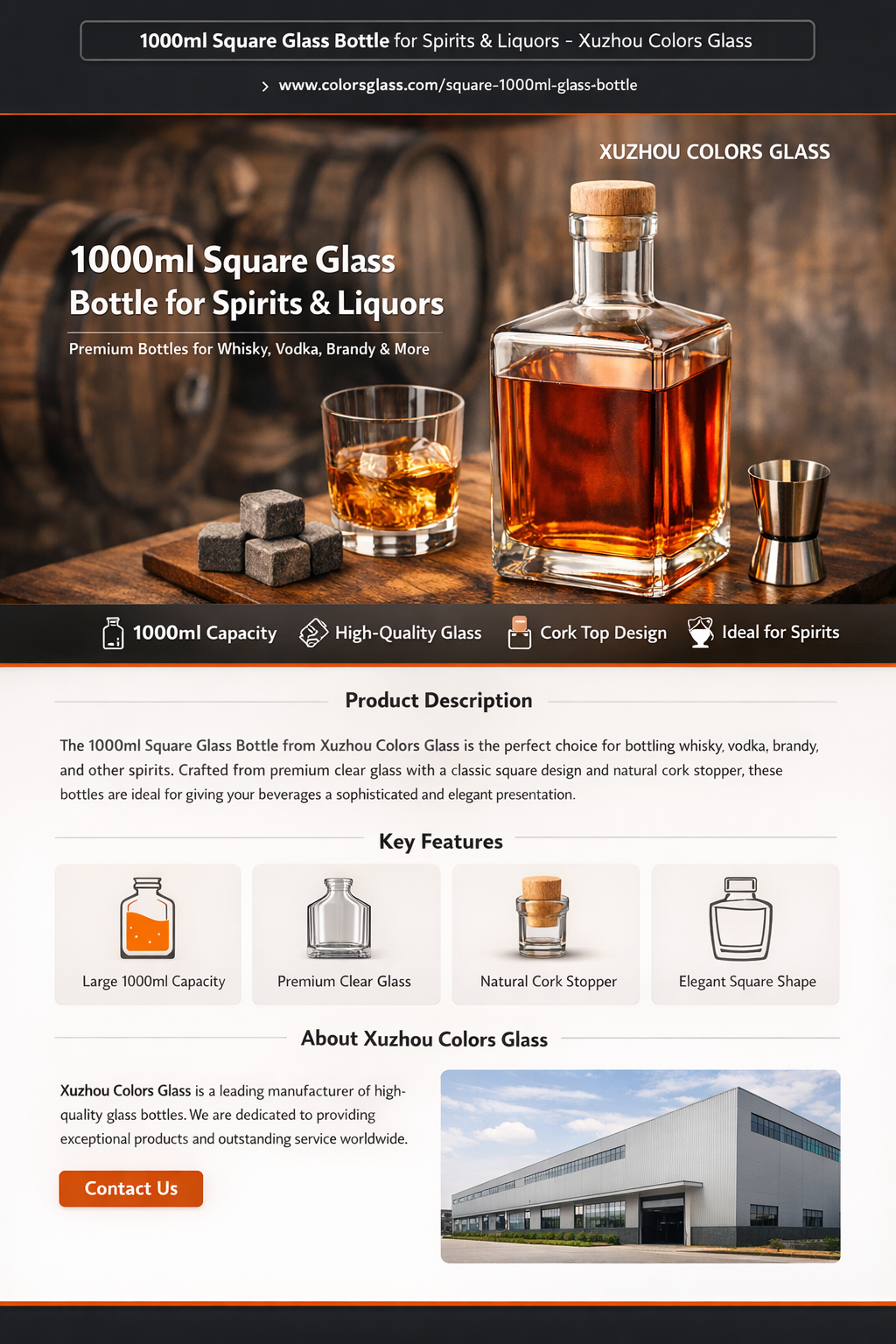 spirits glass bottle cork finish