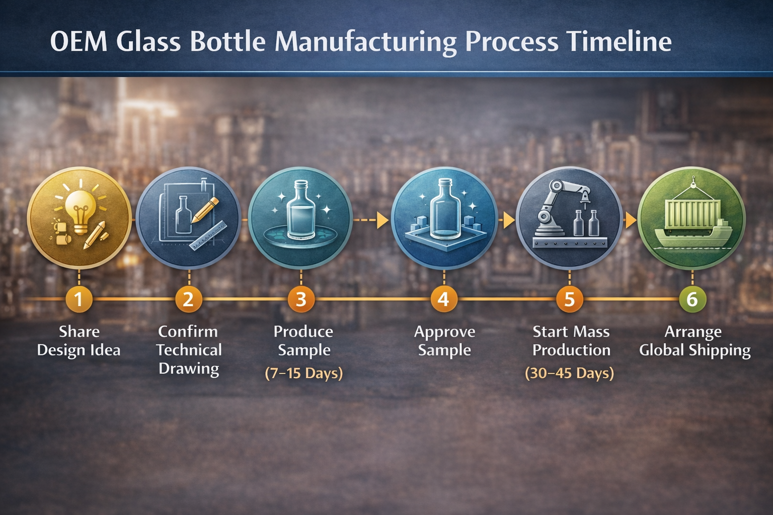 OEM glass bottle manufacturing process timeline