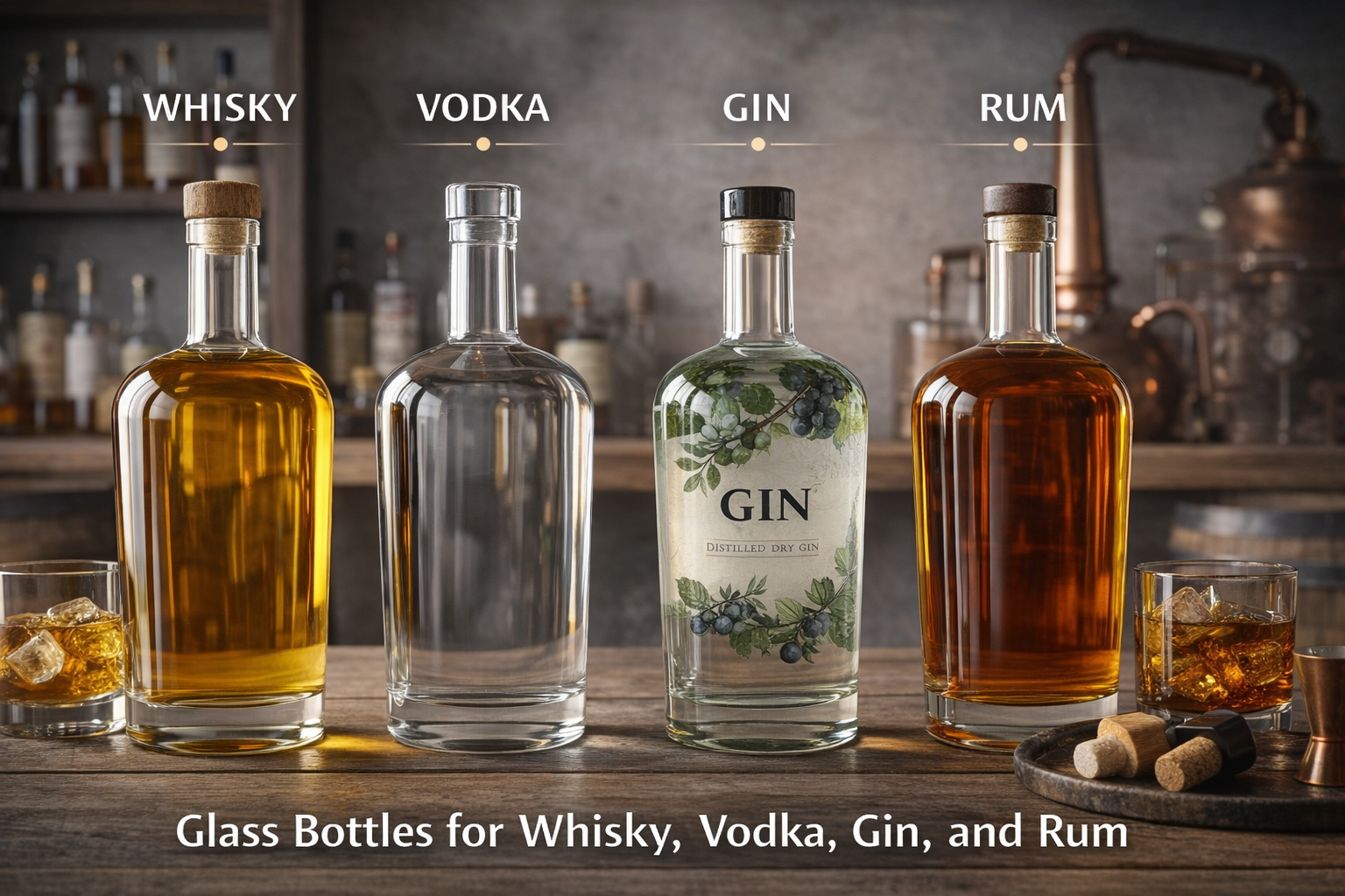 glass bottle for whisky vodka gin packaging