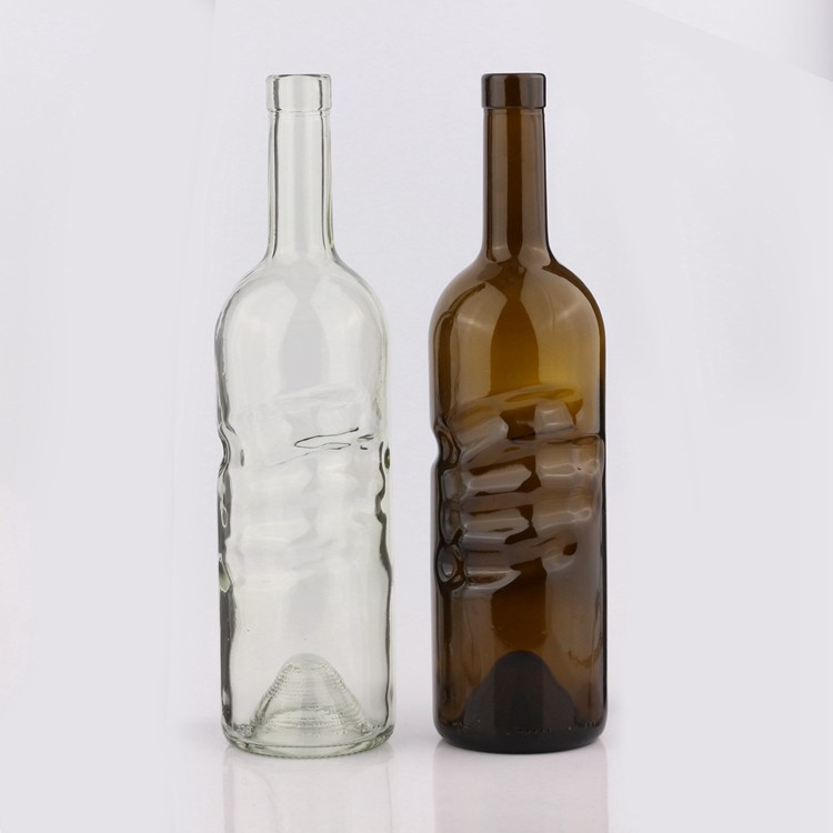 Best Price High Quality Transparent Color Cork Cap Glass Wine Bottle 