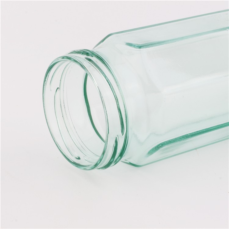 Clear Octagon Shape Glass Jar for Food Packing Jar with Metal Twist Off Cap