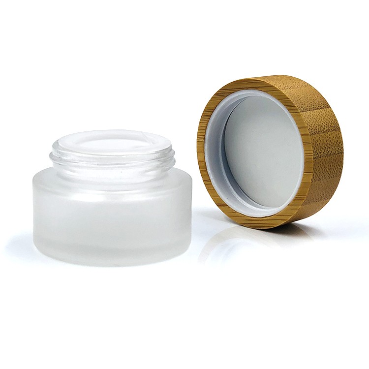 Airless 15ml frosted glass face cream jar with bamboo lid, High Quality ...