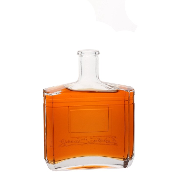 Download 700ml square flat transparent empty vodka bottle custom, High Quality custom made thick brandy ...