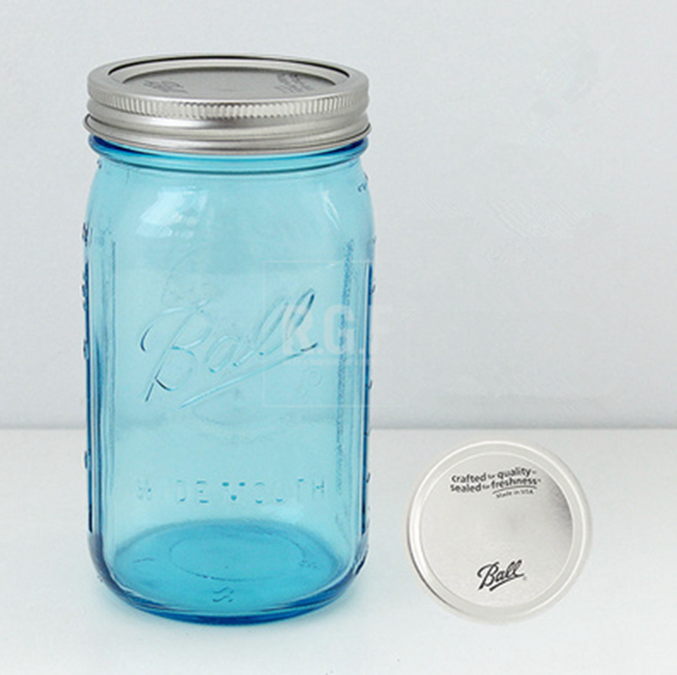 Special design customized embossed glass colored blue mason jars bulk