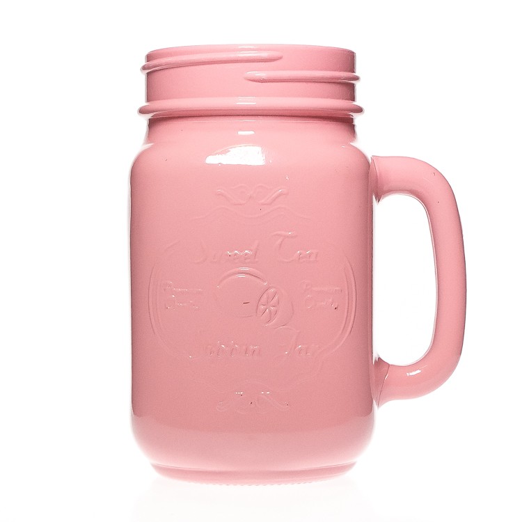 wholesale price fancy pink colors decorative mason jar 480 ml drinking mason jar 16oz glass mason jar 