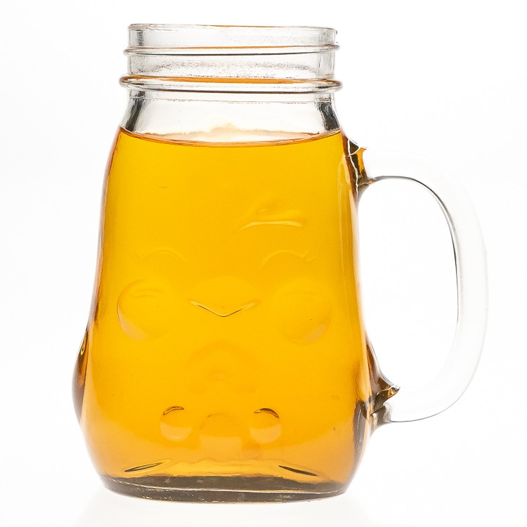 Christmas Kitchen Use 580ml Beverage Drinking Bottles 8oz Snowman Glass Mason Jar with Handle 