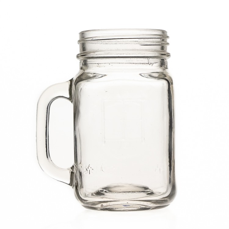 Manufactory Direct Drinkware Type Mugs Bottles 400 ml 13oz Glass Mason Jar with Handle 
