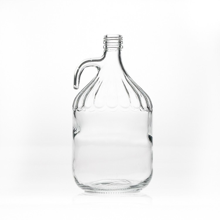 Customized Design 3L Large Capacity Classic Clear Glass Wine Brewer Bottle for Spirit with Handle