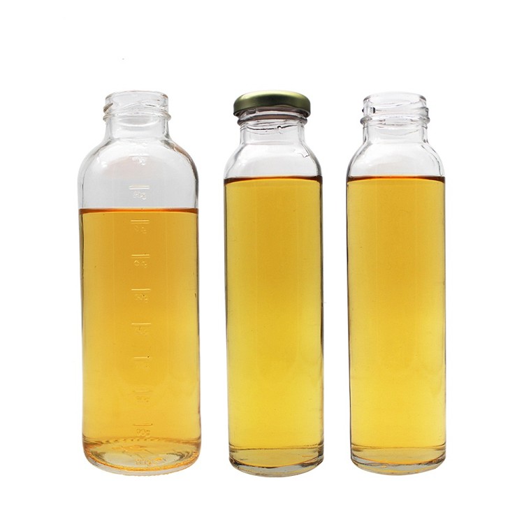 high quality custom 16 oz juicer empty drinking flask glass bottles for beverages with metal lid