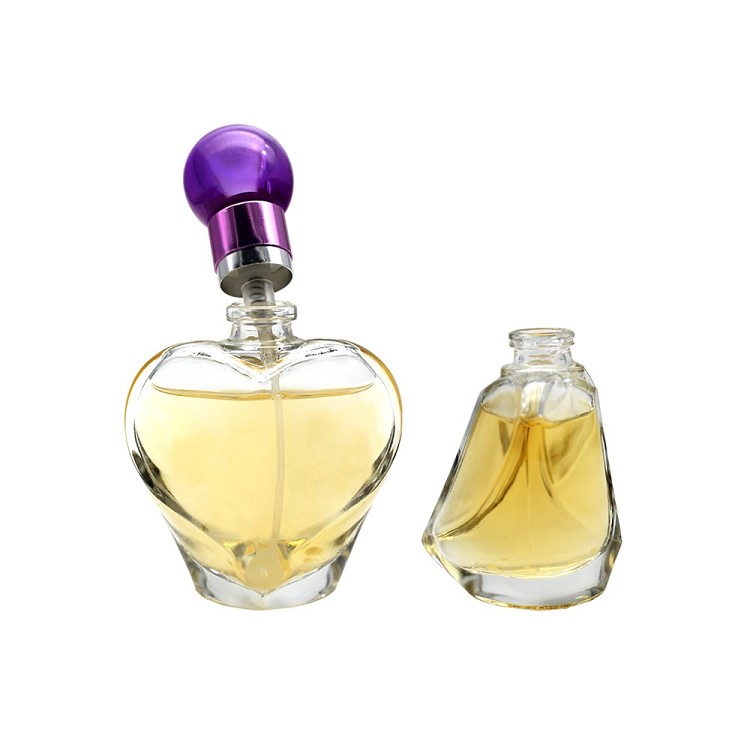 New arrival clear empty heart shaped perfume glass bottle 50ml