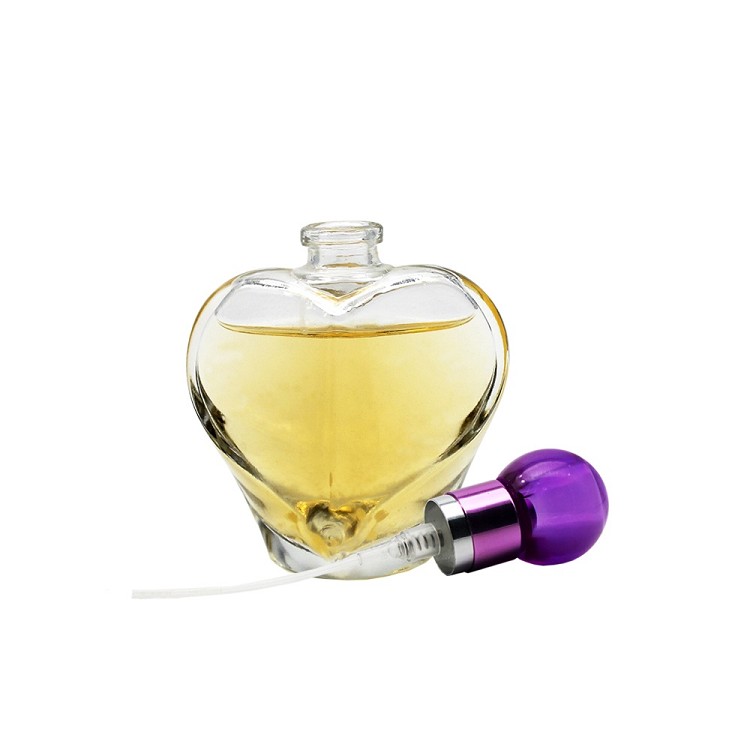 New arrival clear empty heart shaped perfume glass bottle 50ml