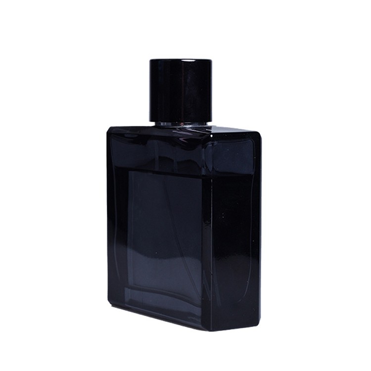 rectangle matte black perfume bottle refillable glass spray bottle for