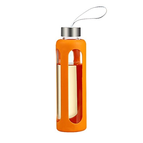 custom variable color 18oz sport outdoor borosilicate glass water bottle silicone sleeve 