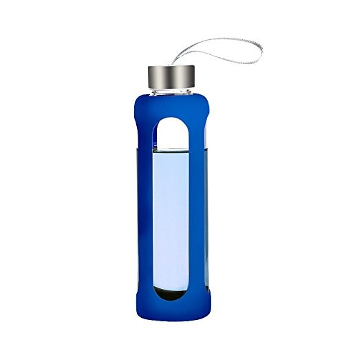 custom variable color 18oz sport outdoor borosilicate glass water bottle silicone sleeve 