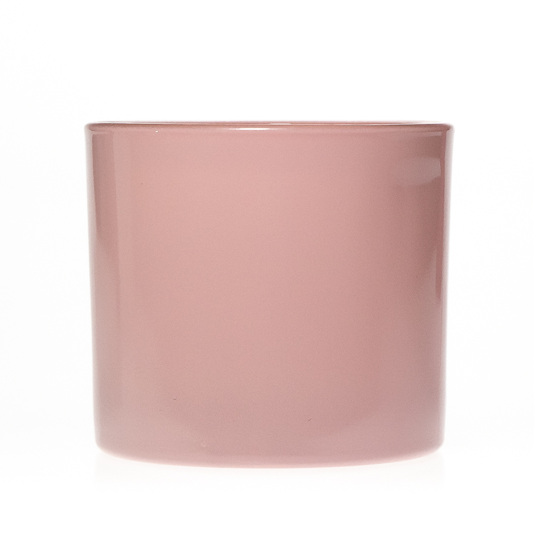 The Newest Wedding Decorative 260ml Candle Holder Glass Pink Color Cylinder Candle Jar Empty for Sale