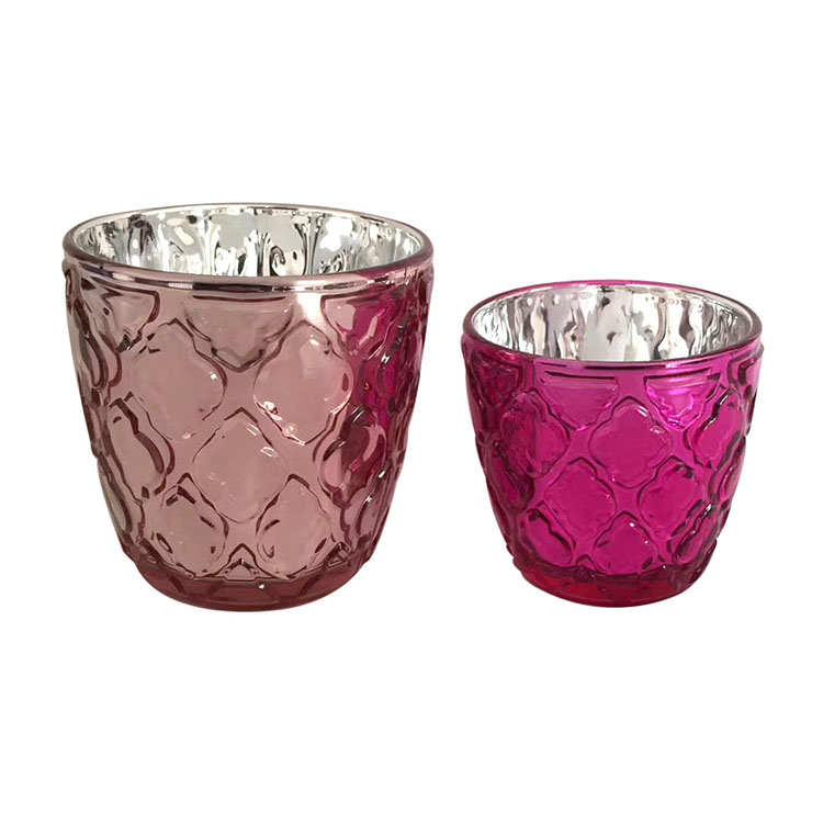 10oz decorative electroplate and colored glass candle holder for wedding and party
