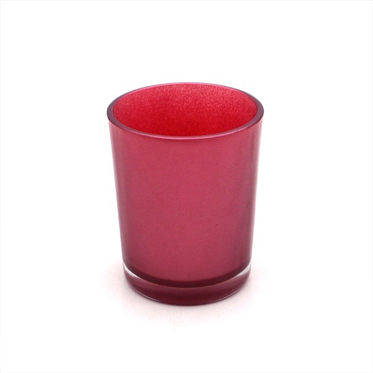 Hot sale decorative use Internal Red colored glass candle jar