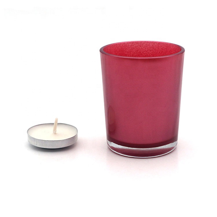 Hot sale decorative use Internal Red colored glass candle jar