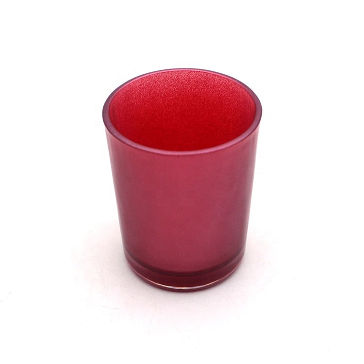 Hot sale decorative use Internal Red colored glass candle jar