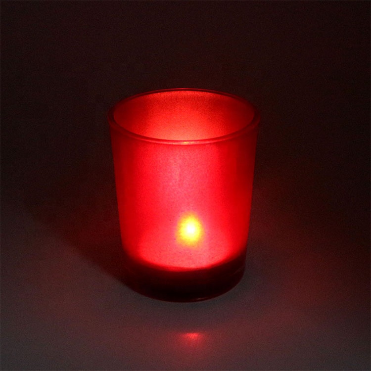 Hot sale decorative use Internal Red colored glass candle jar