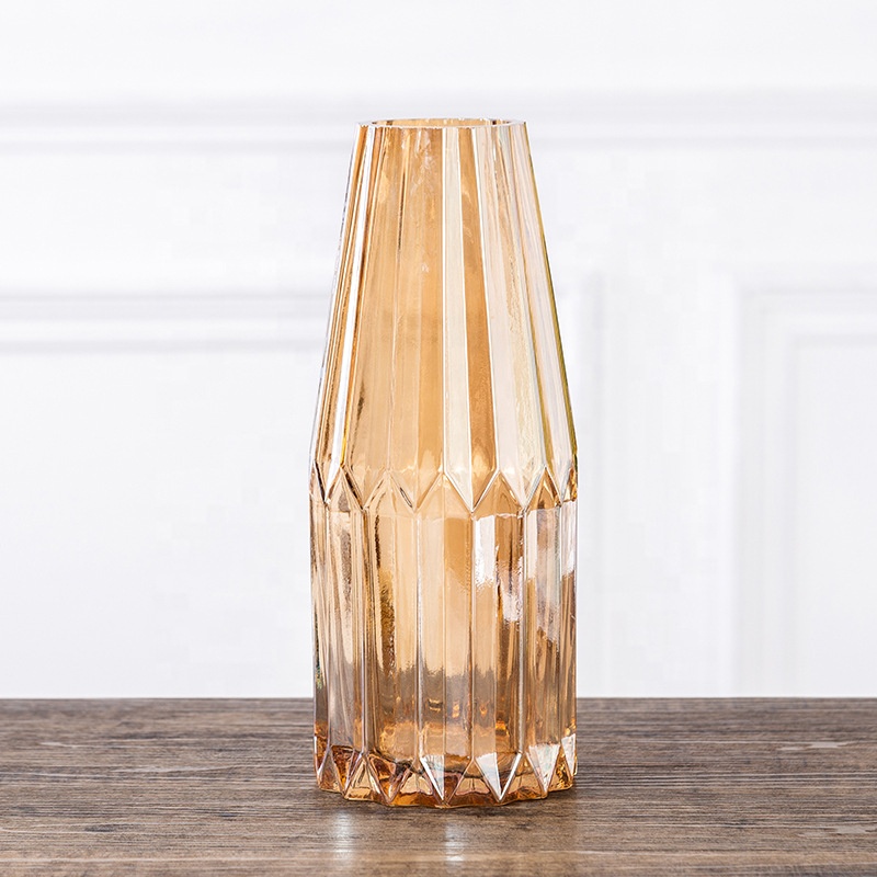Colored Luxury Home Wedding Decoration Centerpiece Modern Hand Made Mouth Blown Glass Flower Vase