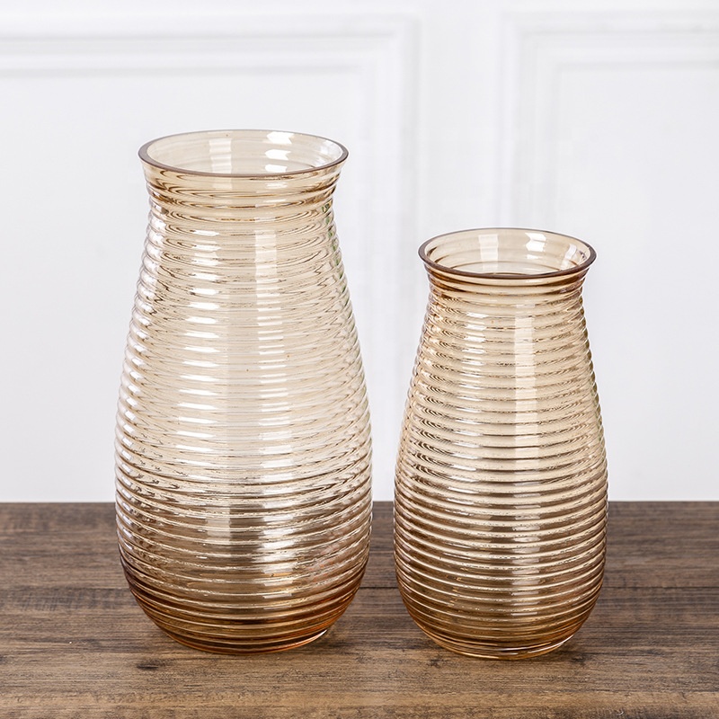 Home Decor Centerpiece Colored Hand Made Mouth Blown Electroplating uv Glass Cylinder Vase