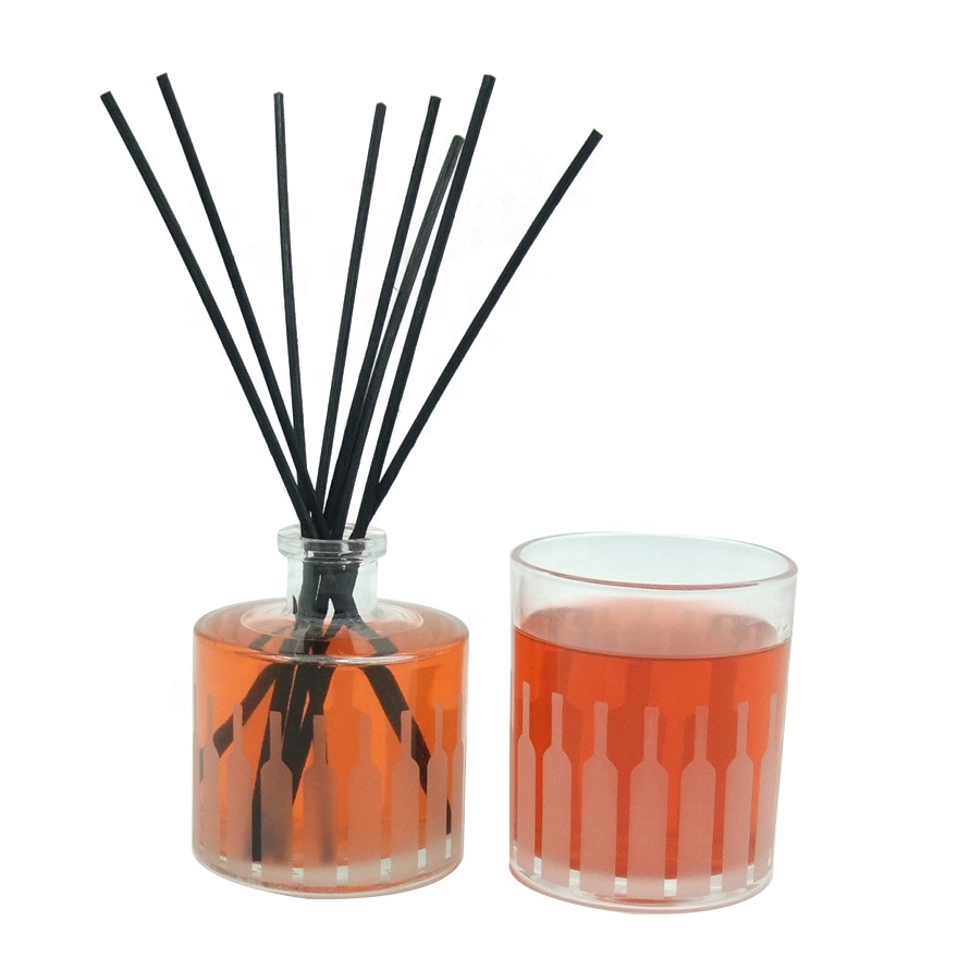 7oz decorative frosted strips fragrance reed diffusers 210ml unique reed diffuser bottles, High
