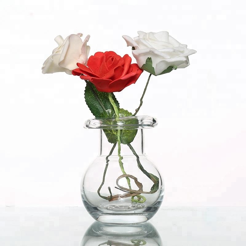 Round Type 300ml Crystal Glass Flower Vase For Decorative, High Quality
