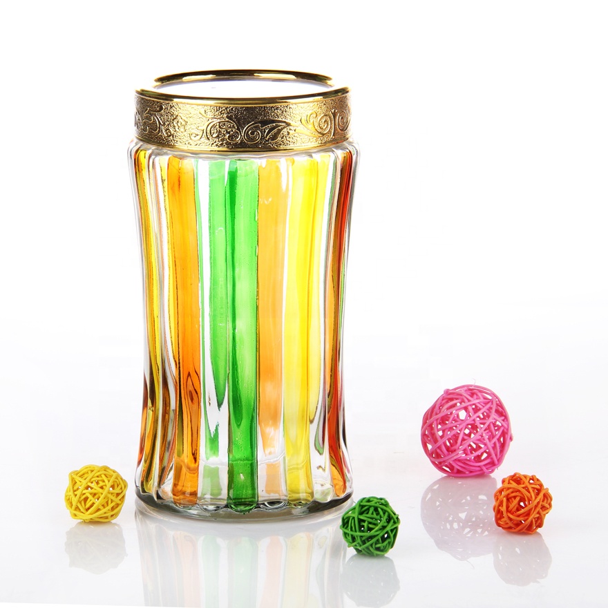 1400ml Spray color decorative colored canning glass jars 