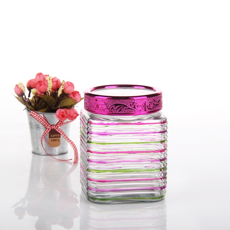 1400ml Spray color decorative colored canning glass jars 