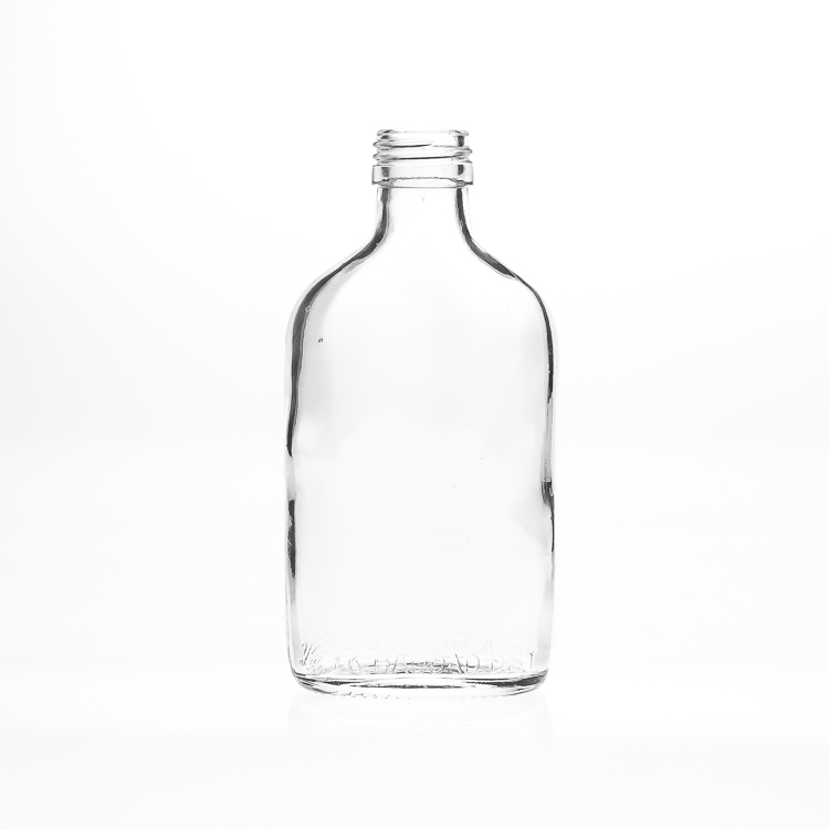 Flat Square Clear Empty Glass Liquor Spirit Bottles 200ml Wine Bottle
