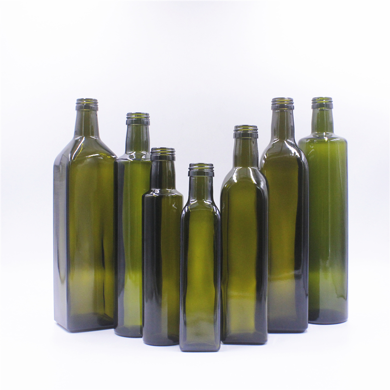 Download Customer empty 100ml 250ml 375ml 500ml 750ml dark green cylinder olive oil glass bottles with ...