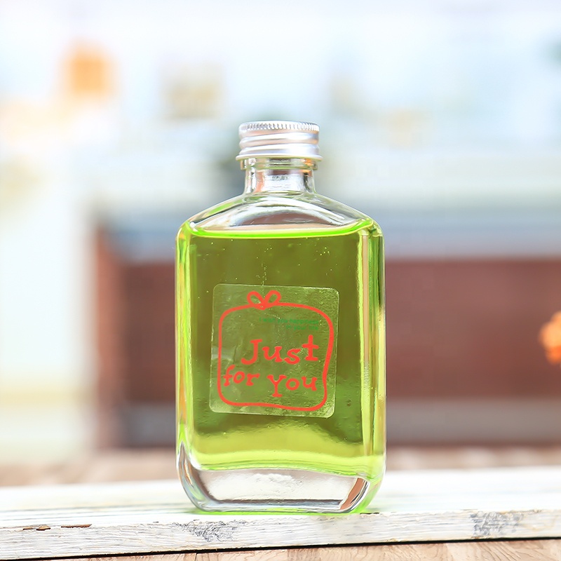 Download Design 100ml Empty Frosted Cold Pressing Disposable Square Glass Beverage Juice Bottle, High ...