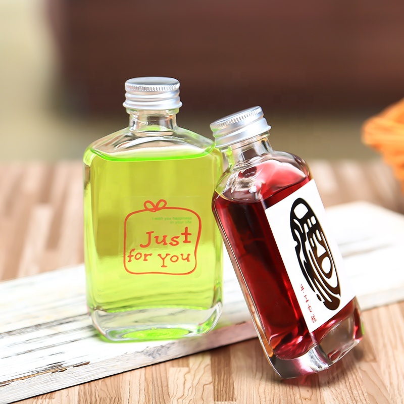 Download Design 100ml Empty Frosted Cold Pressing Disposable Square Glass Beverage Juice Bottle, High ...