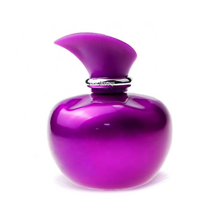 Fancy Design Luxury Purple 100 ml Apple Shaped Glass Spray Perfume Bottle, High Quality perfume