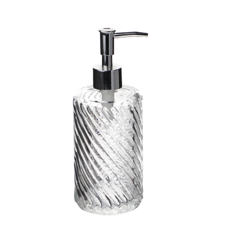 Fluted Glass Soap Dispenser with Soap Pump for The Kitchen and Bathroom ...