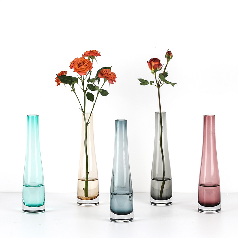 Modern Minimalistic Color Transparent Single Small Glass Vase Dining