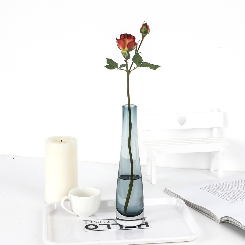 Modern Minimalistic Color Transparent Single Small Glass Vase Dining