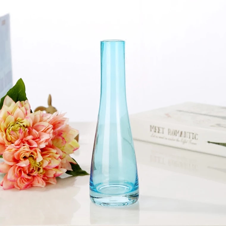 Modern Colored Desktop Vase Tall Type Transparent Glass Vase, High Quality cheap tall glass