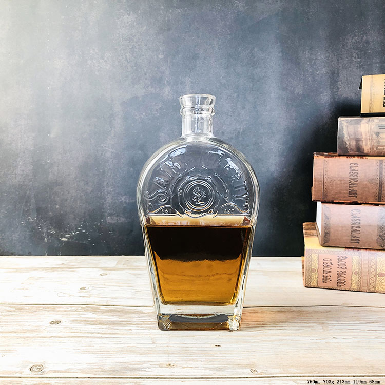 Custom 750ml Empty Clear Brandy Glass Bottle for Brandy, High Quality
