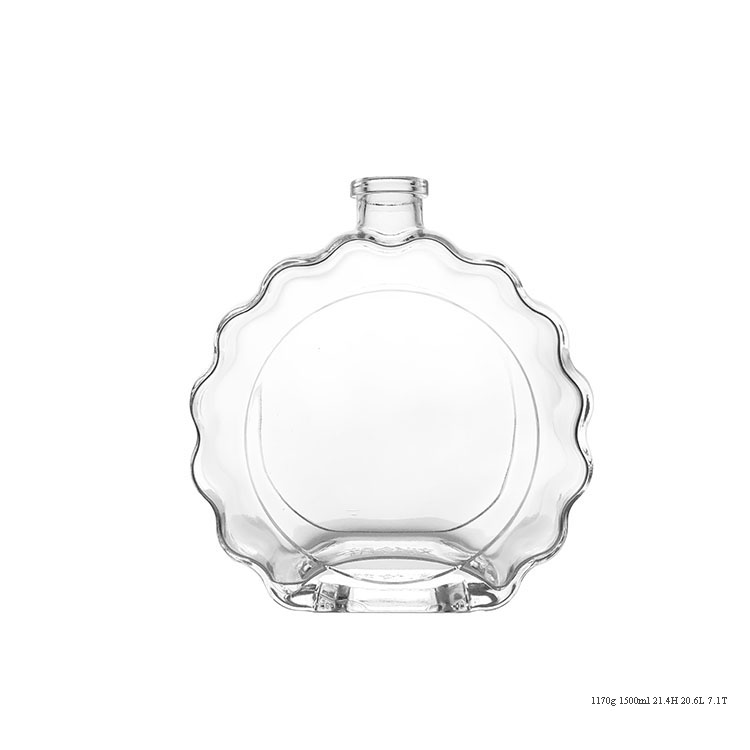 Flat Shape 1.5L 1500ml Empty Wine Glass Bottle for Brandy Liquor 