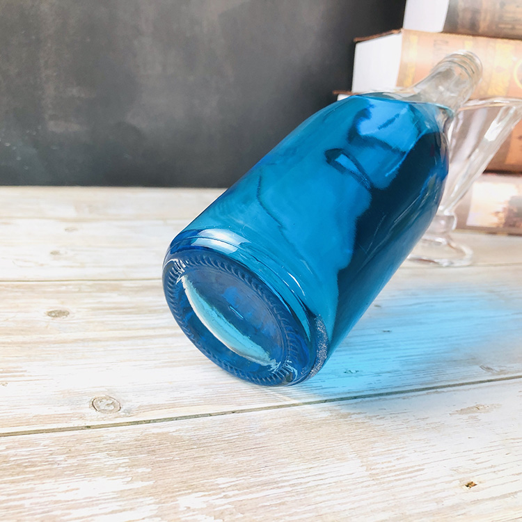 Super Flint Material Blue Glass Bottle For Vodka With Shrink Wrap, High Quality Blue glass