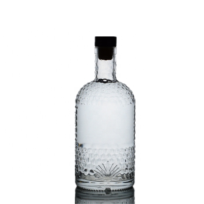 custom 500ml 750ml glass liquor bottle embossed Agave